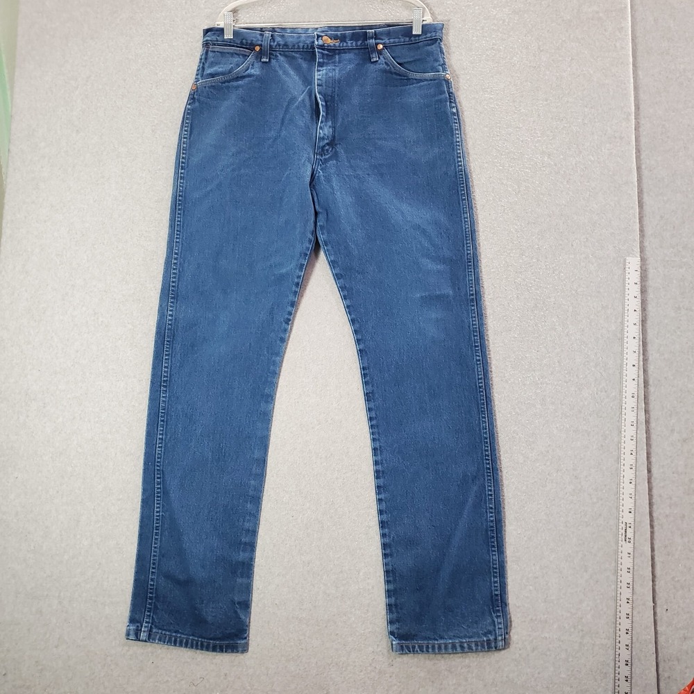 VINTAGE Wrangler‎ Men Jeans 38x36 Blue Denim Straight High Rise Y2K